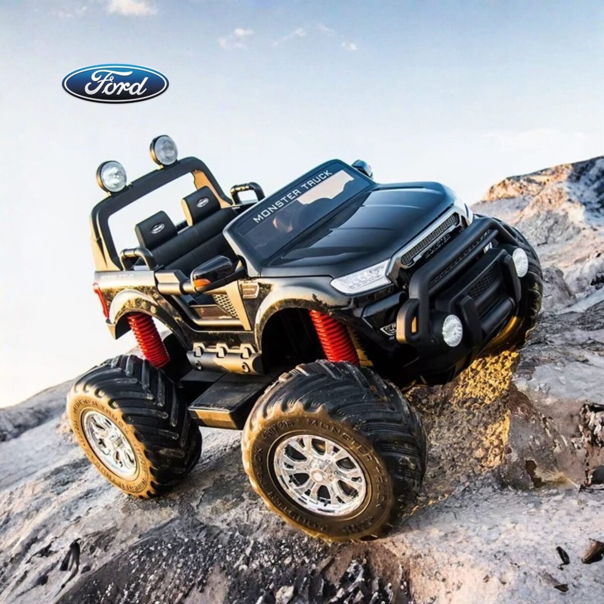 Ford Ranger Monster Truck 4x4 Todo Terreno - Carro a batería Negro