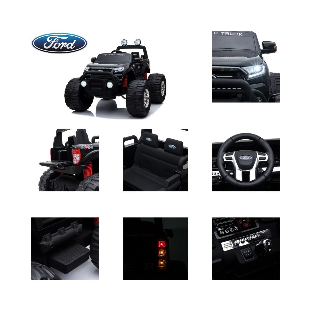 Ford Ranger Monster Truck 4x4 Todo Terreno - Carro a batería Negro