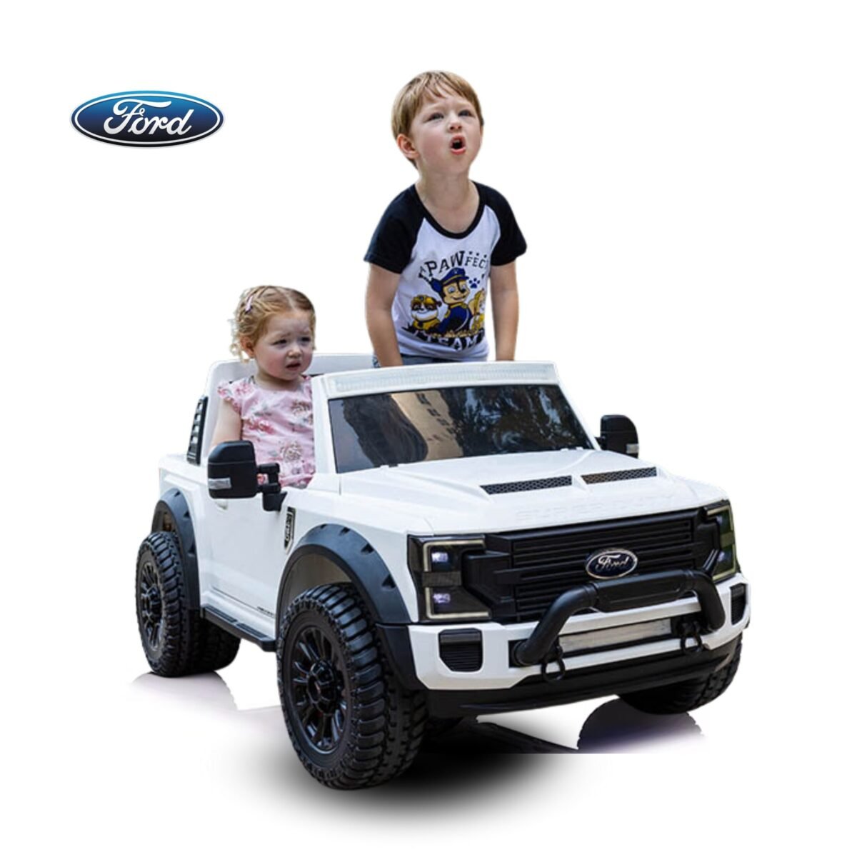 Ford Ranger Super Duty 6x6 Carro Eléctrico Infantil de Alta Potencia Blanco